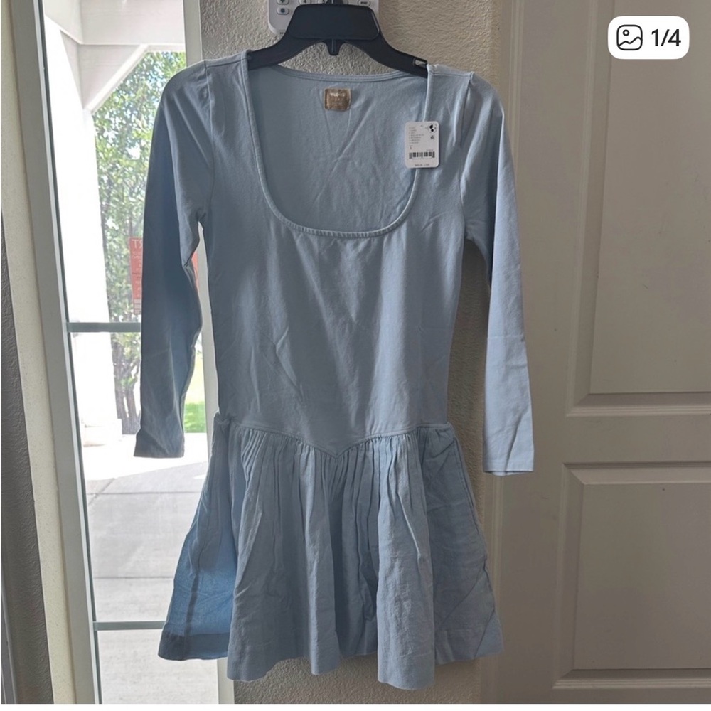 Free People Sky Blue Long Sleeve Dress